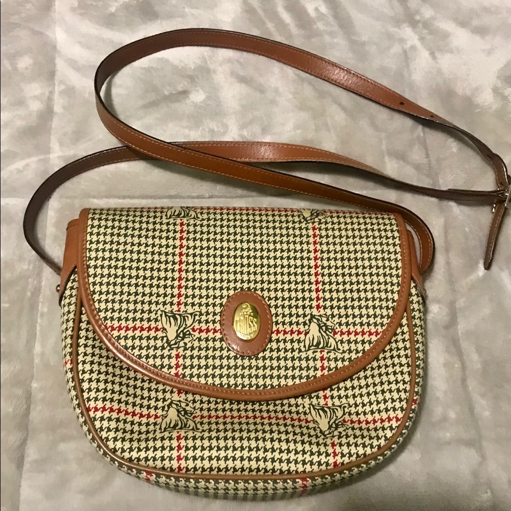 Vintage Mark Cross Houndstooth Leather bag